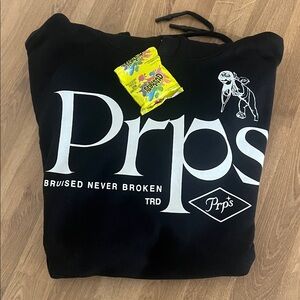 PRPS Black Hoodie with White Logo Print